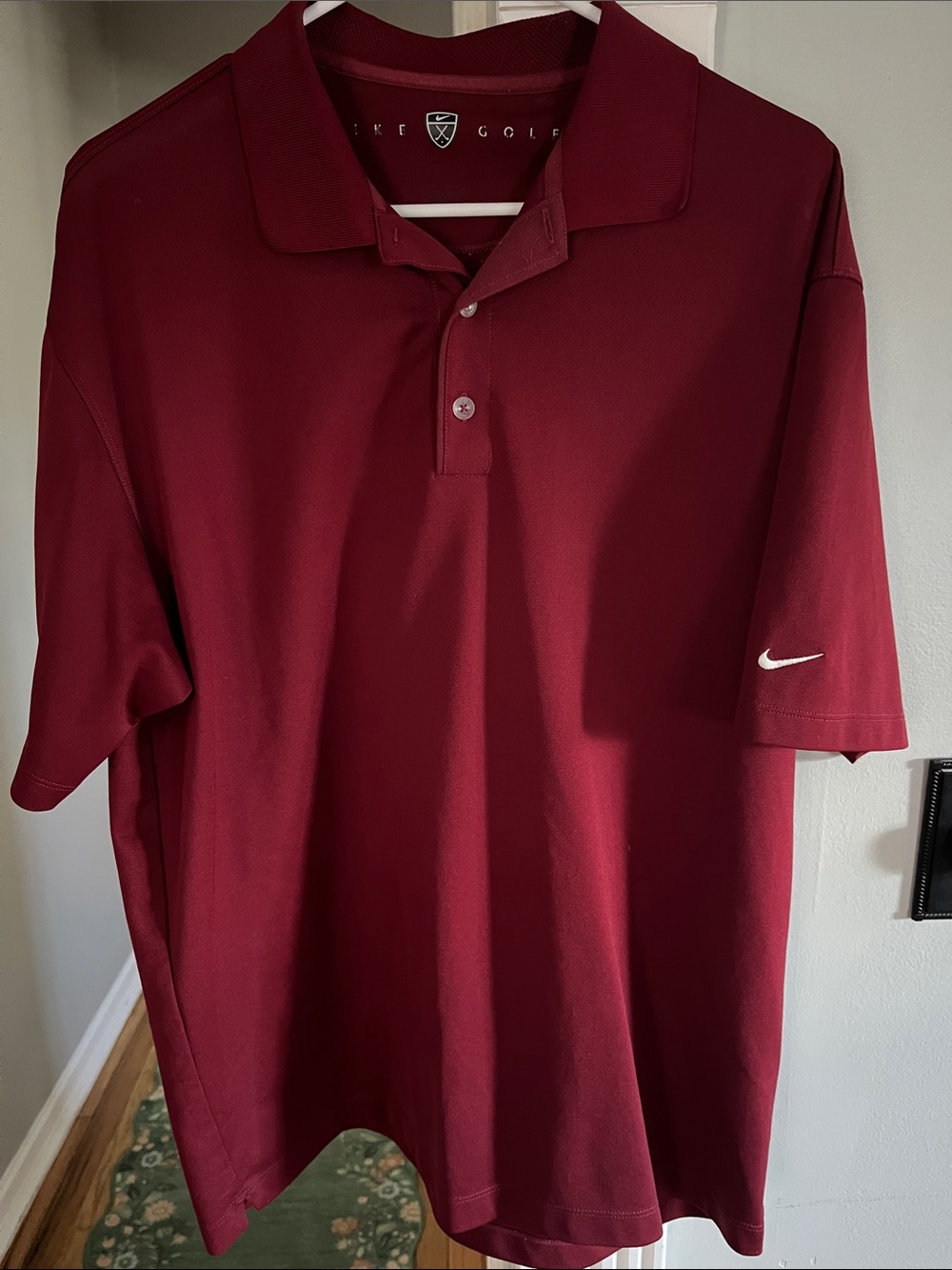 Nike Men’s Burgundy Polo Shirt with White Swoosh